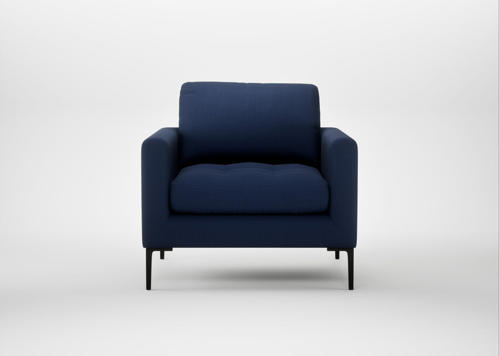 Eton Armchair Smart Cotton Linen Indigo / Black