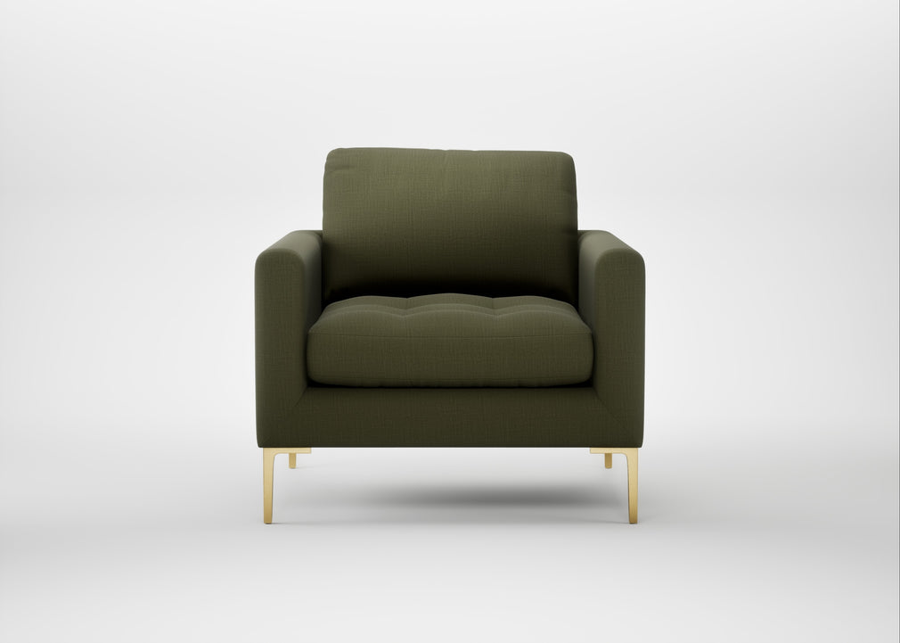 Eton Armchair Smart Cotton Linen Indigo / Brass