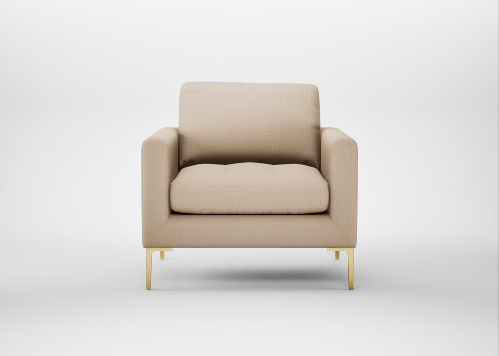 Eton Armchair Smart Cotton Linen Myrtle / Brass