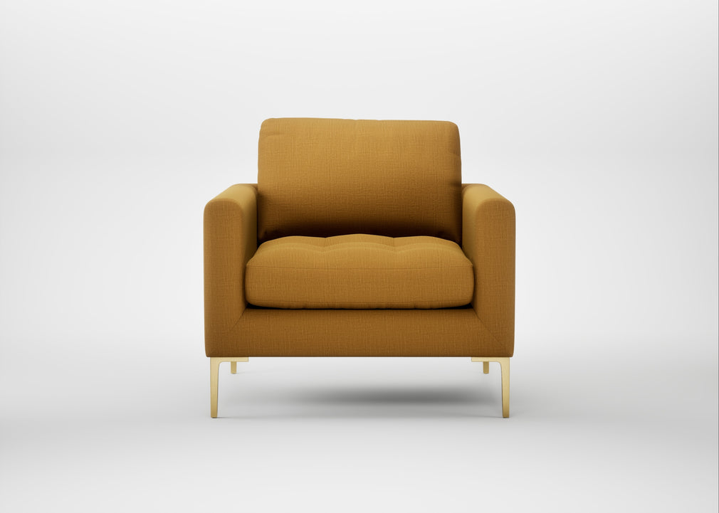 Eton Armchair Smart Cotton Linen Rust / Brass