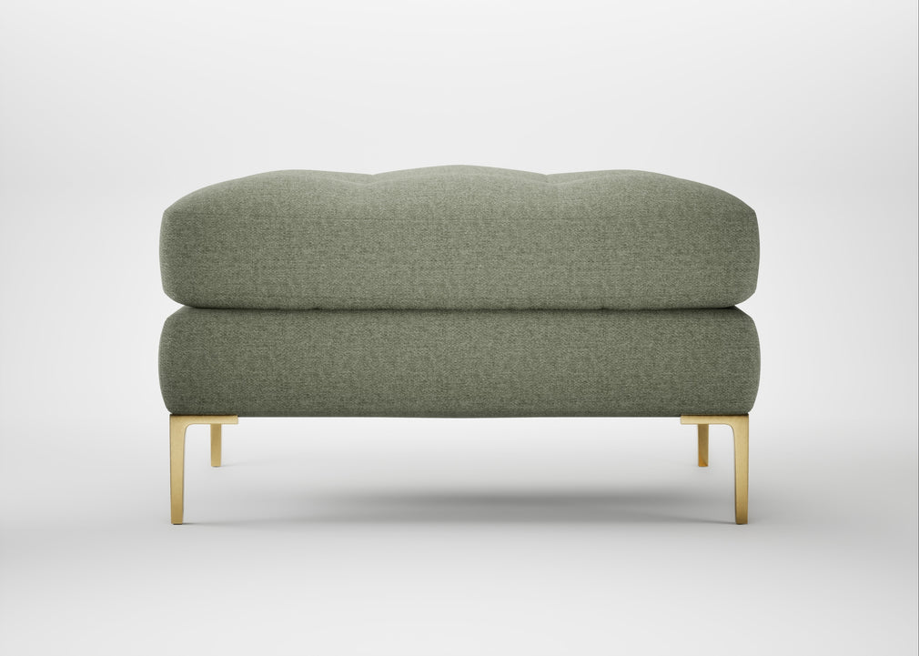 Eton Footstool Capelo Linen-Cotton Sage / Brass