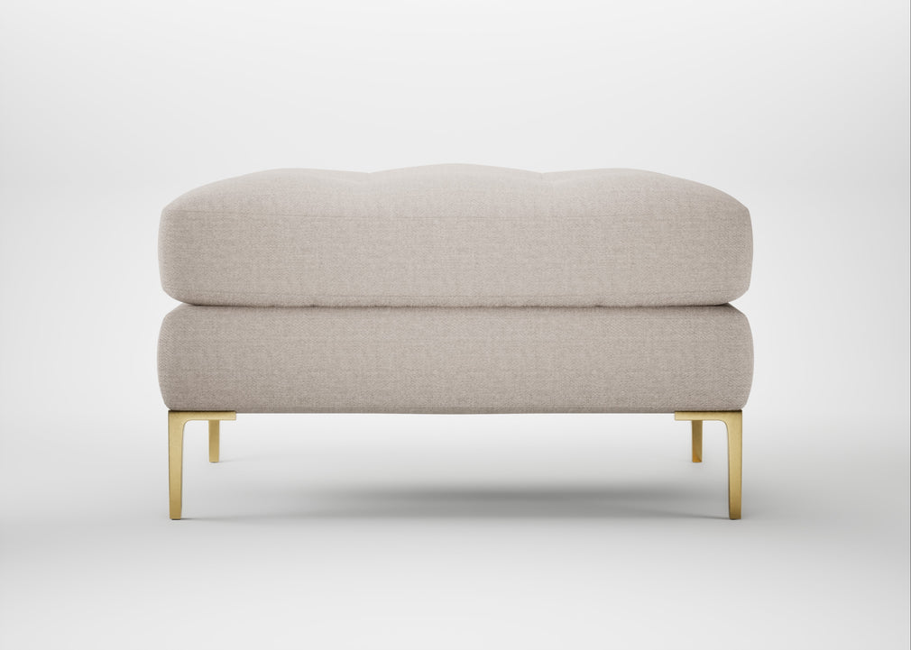 Eton Footstool Capelo Linen-Cotton Sesame / Brass