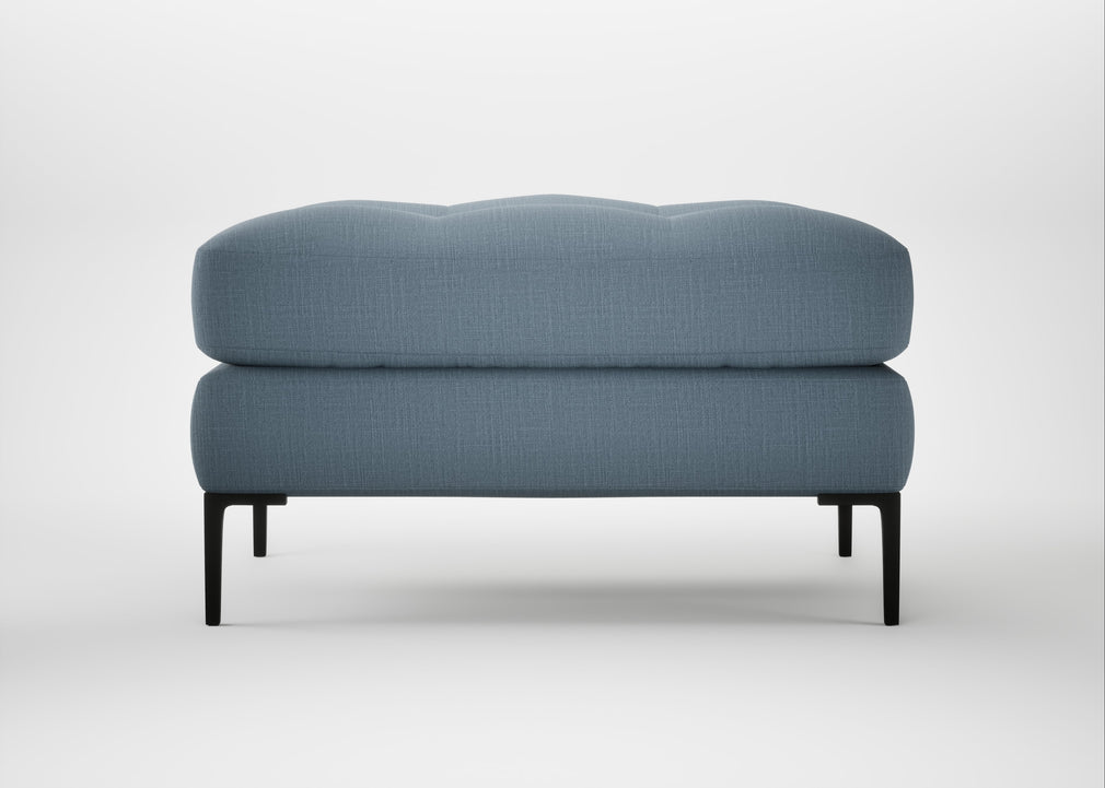 Eton Footstool Smart Cotton Linen Celestial / Black