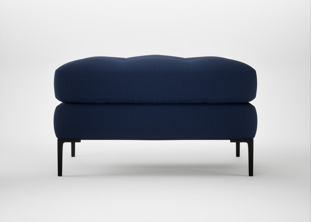 Eton Footstool Smart Cotton Linen Indigo / Black