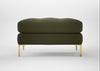 Eton Footstool Smart Cotton Linen Indigo / Brass