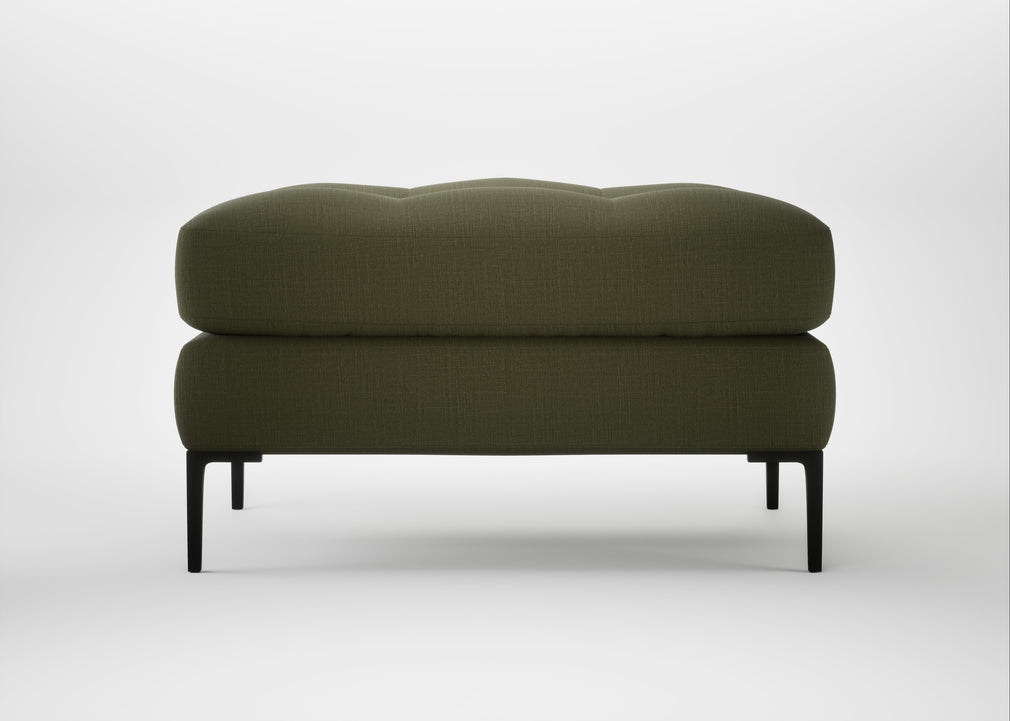 Eton Footstool Smart Cotton Linen Myrtle / Black
