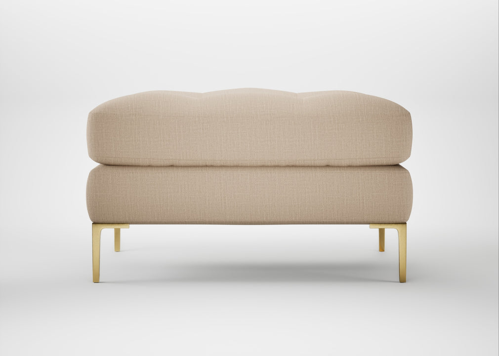 Eton Footstool Smart Cotton Linen Myrtle / Brass