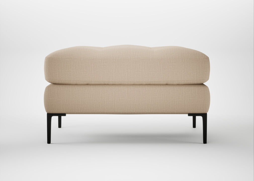 Eton Footstool Smart Cotton Linen Rice / Black