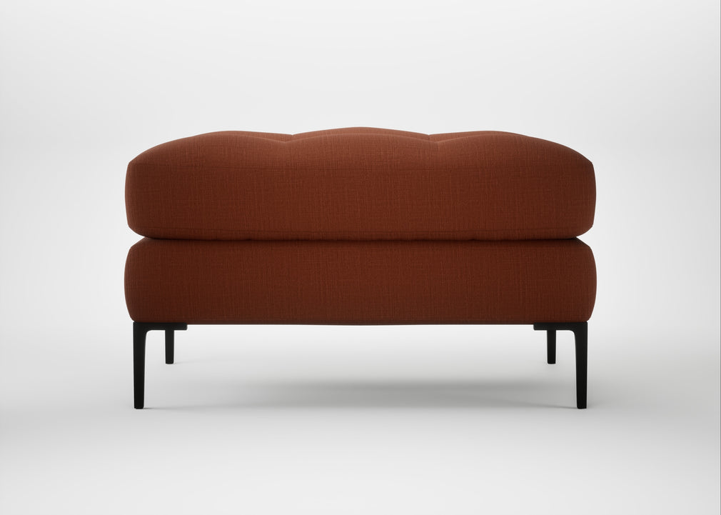 Eton Footstool Smart Cotton Linen Rust / Black