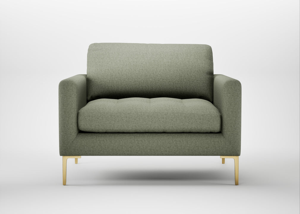 Eton Loveseat Capelo Linen-Cotton Sage / Brass