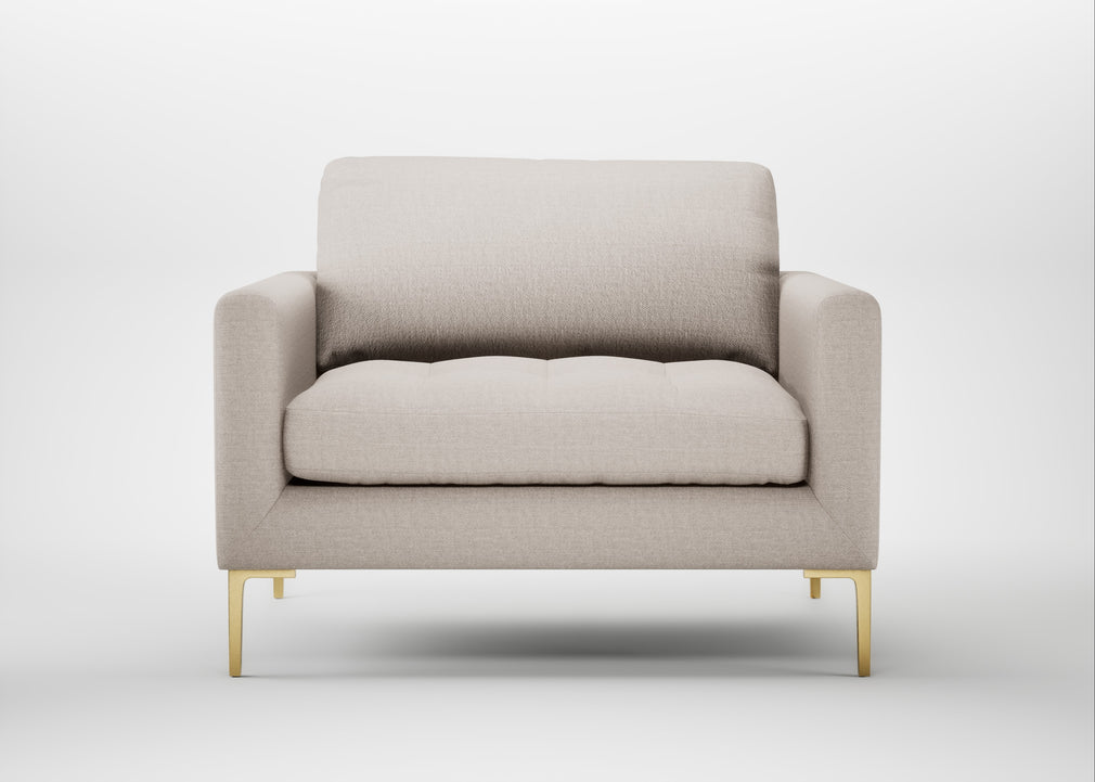 Eton Loveseat Capelo Linen-Cotton Sesame / Brass