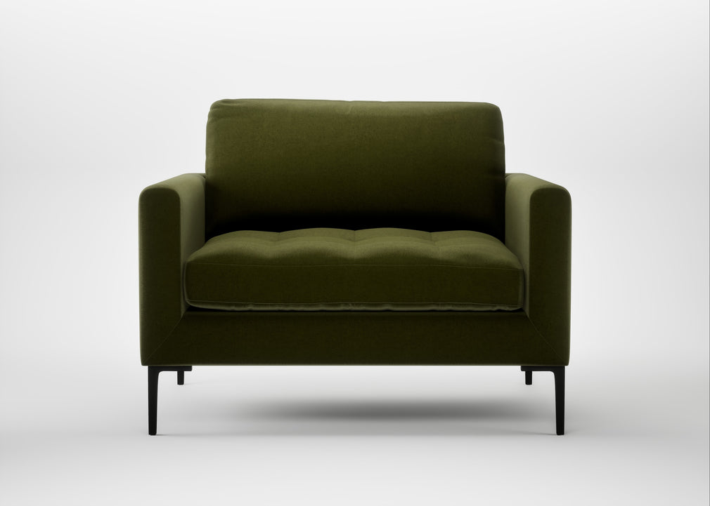 Eton Loveseat Cotton Velvet Evergreen / Black