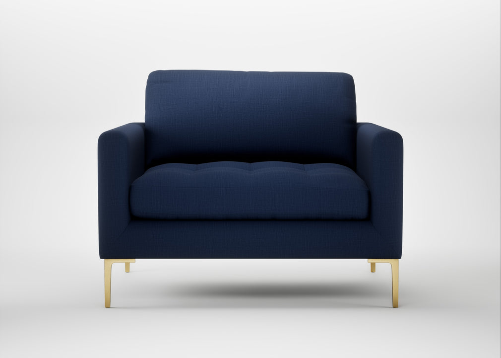 Eton Loveseat Smart Cotton Linen Celestial / Brass