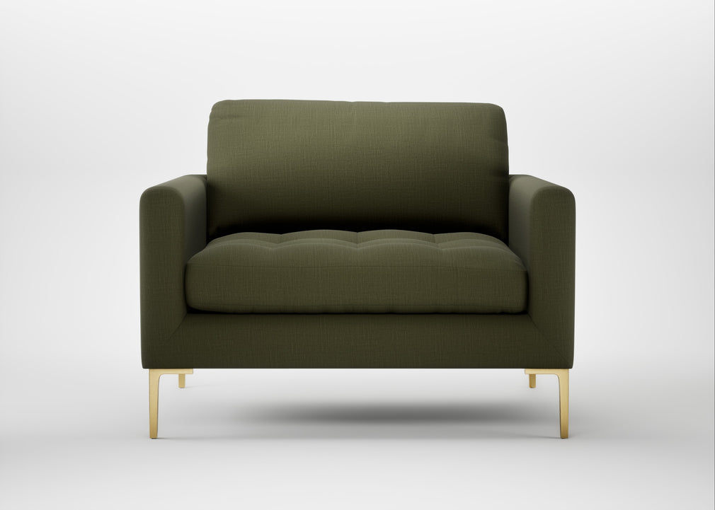 Eton Loveseat Smart Cotton Linen Myrtle / Brass