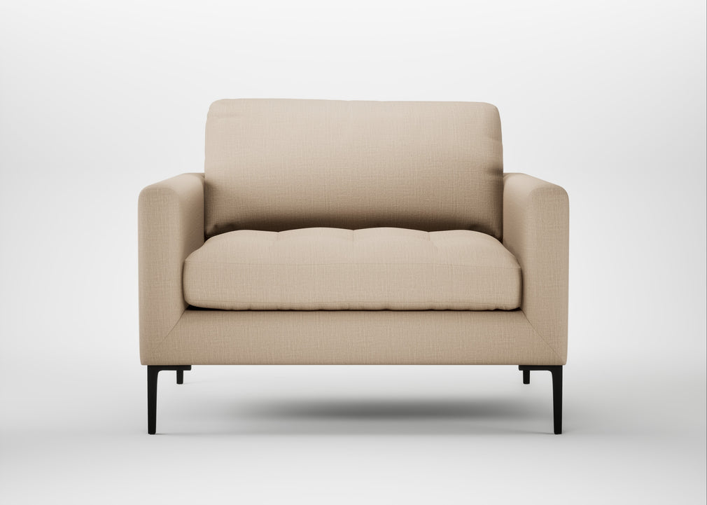 Eton Loveseat Smart Cotton Linen Rice / Black