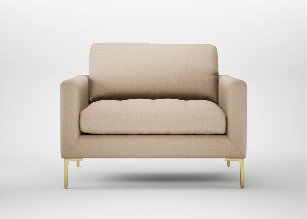Eton Loveseat Smart Cotton Linen Rice / Brass