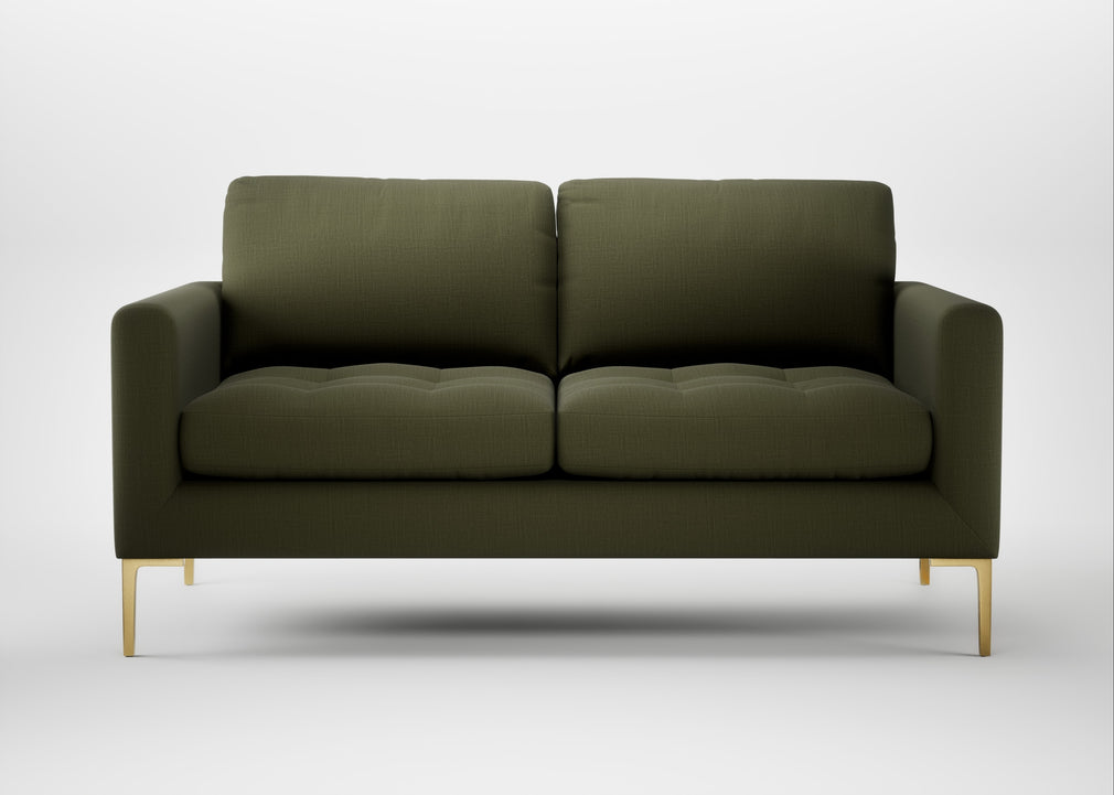 Eton 2 Seater Sofa Smart Cotton Linen Indigo / Brass