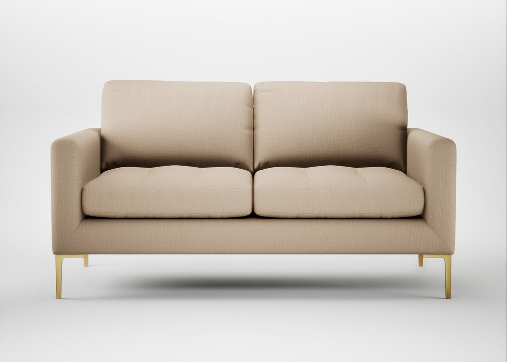 Eton 2 Seater Sofa Smart Cotton Linen Myrtle / Brass