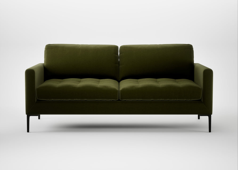 Eton 3 Seater Sofa Cotton Velvet Evergreen / Black