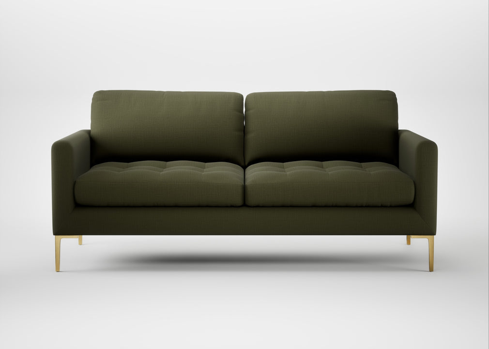 Eton 3 Seater Sofa Smart Cotton Linen Indigo / Brass