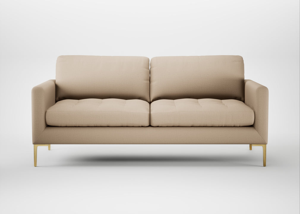 Eton 3 Seater Sofa Smart Cotton Linen Myrtle / Brass