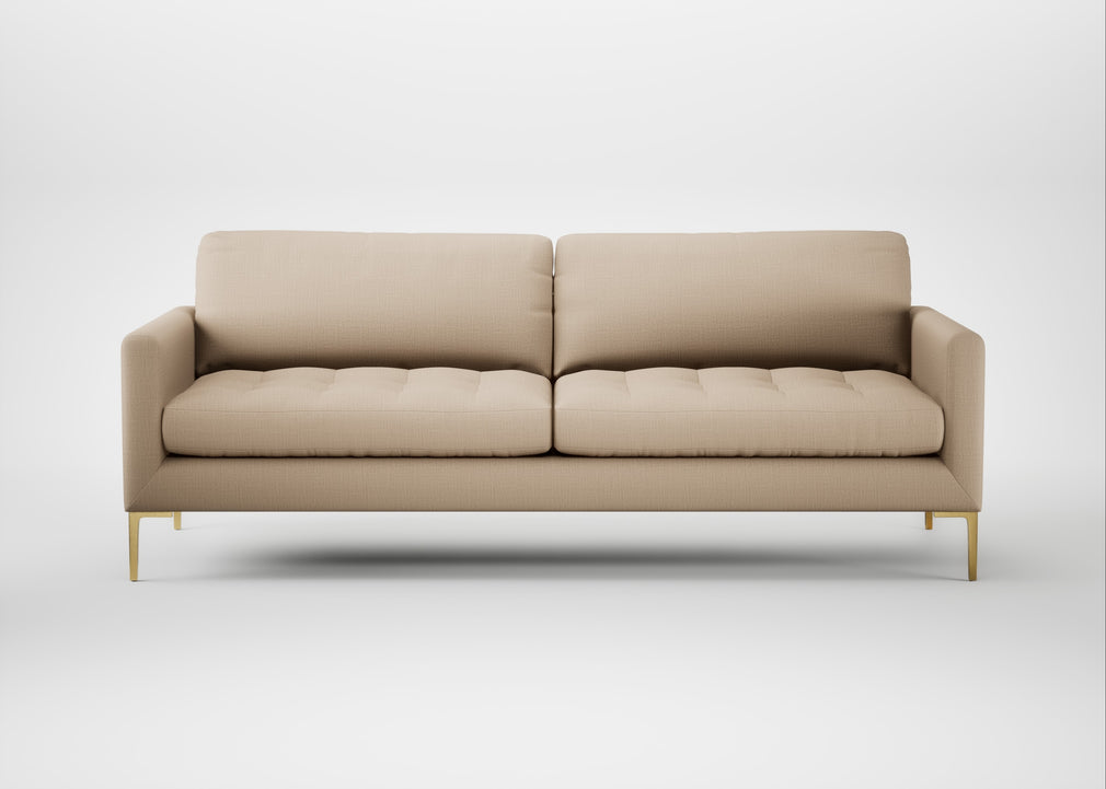 Eton 4 Seater Sofa Smart Cotton Linen Myrtle / Brass