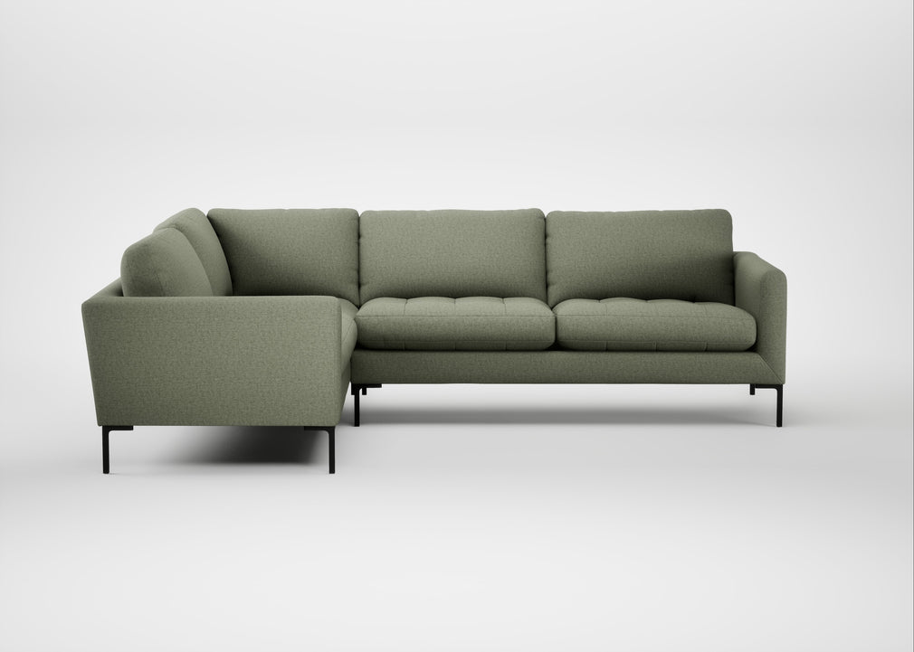 Eton Left Hand Facing Corner Sofa Capelo Linen-Cotton Sage / Black