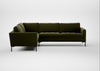 Eton Left Hand Facing Corner Sofa Cotton Velvet Evergreen / Black
