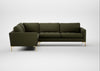 Eton Left Hand Facing Corner Sofa Smart Cotton Linen Indigo / Brass