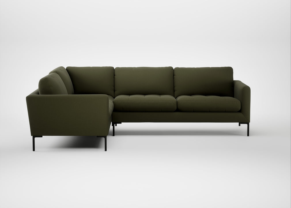 Eton Left Hand Facing Corner Sofa Smart Cotton Linen Myrtle / Black