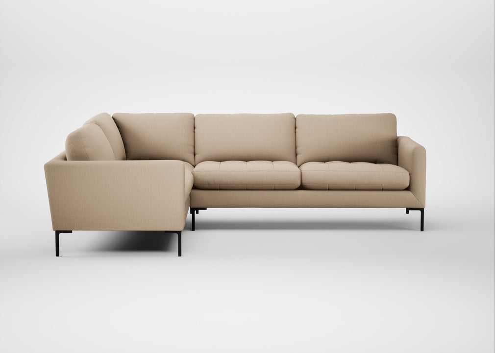 Eton Left Hand Facing Corner Sofa Smart Cotton Linen Rice / Black