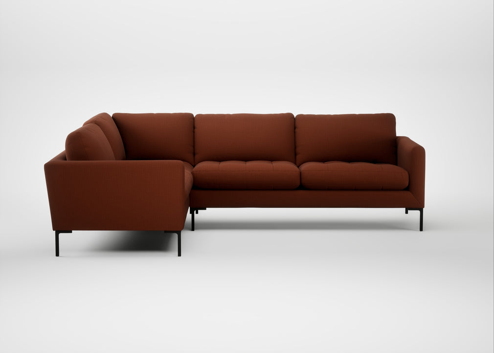 Eton Left Hand Facing Corner Sofa Smart Cotton Linen Rust / Black
