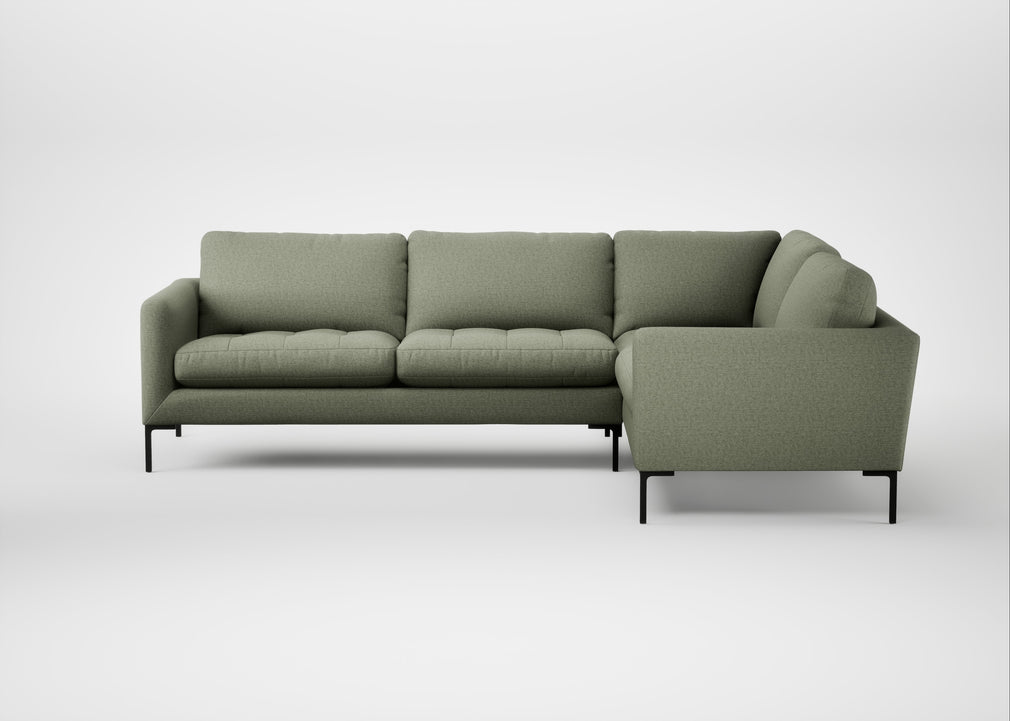 Eton Right Hand Facing Corner Sofa Capelo Linen-Cotton Sage / Black