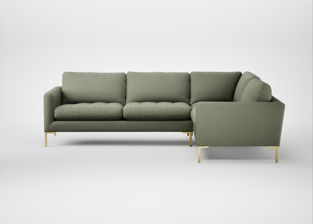 Eton Right Hand Facing Corner Sofa Capelo Linen-Cotton Sage / Brass