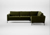 Eton Right Hand Facing Corner Sofa Cotton Velvet Evergreen / Black