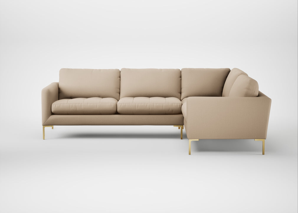 Eton Right Hand Facing Corner Sofa Smart Cotton Linen Rice / Brass