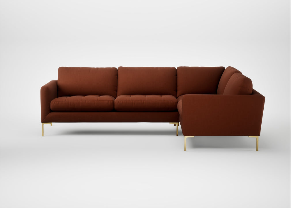 Eton Right Hand Facing Corner Sofa Smart Cotton Linen Rust / Brass