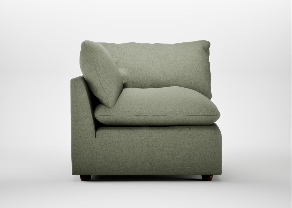 Astrid Corner Unit Capelo Linen-Cotton Sage / Walnut Stained Beech
