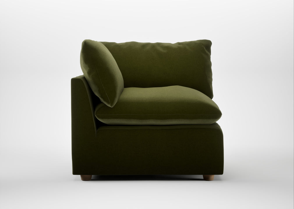 Astrid Corner Unit Cotton Velvet Evergreen / Natural Beech