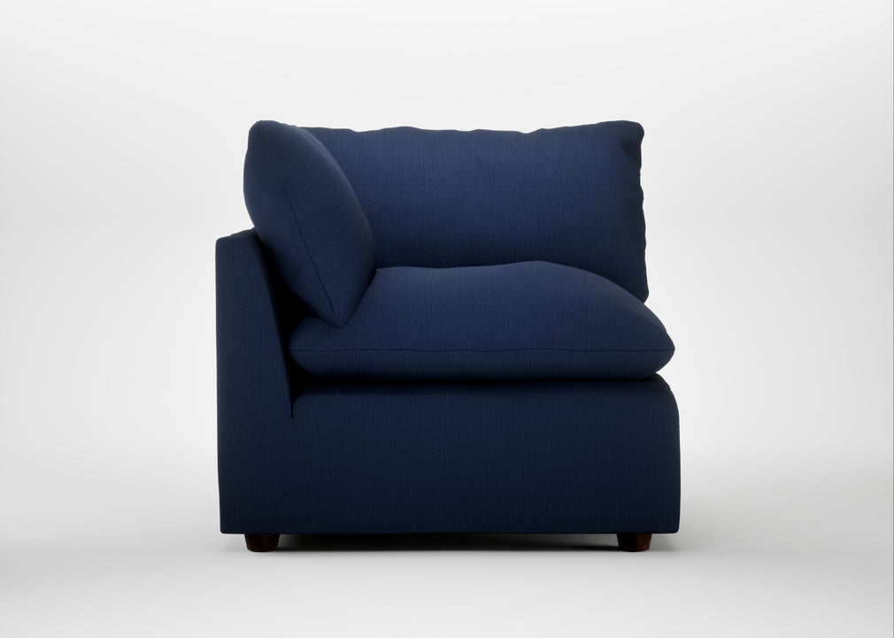 Astrid Corner Unit Smart Cotton Linen Indigo / Walnut Stained Beech