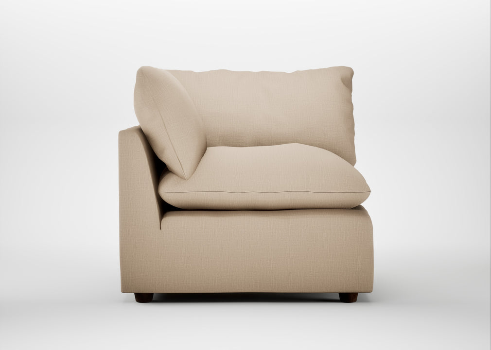 Astrid Corner Unit Smart Cotton Linen Rice / Walnut Stained Beech
