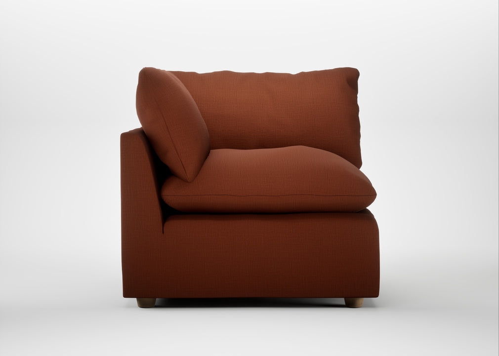 Astrid Corner Unit Smart Cotton Linen Rust / Natural Beech