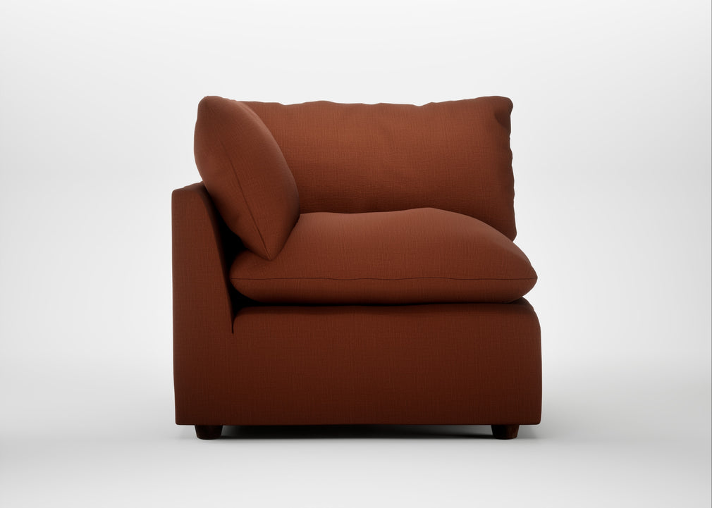 Astrid Corner Unit Smart Cotton Linen Rust / Walnut Stained Beech
