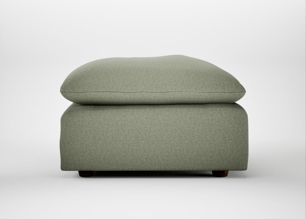 Astrid Ottoman Capelo Linen-Cotton Sage / Walnut Stained Beech