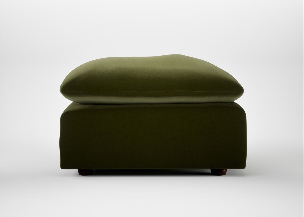 Astrid Ottoman Cotton Velvet Evergreen / Walnut Stained Beech