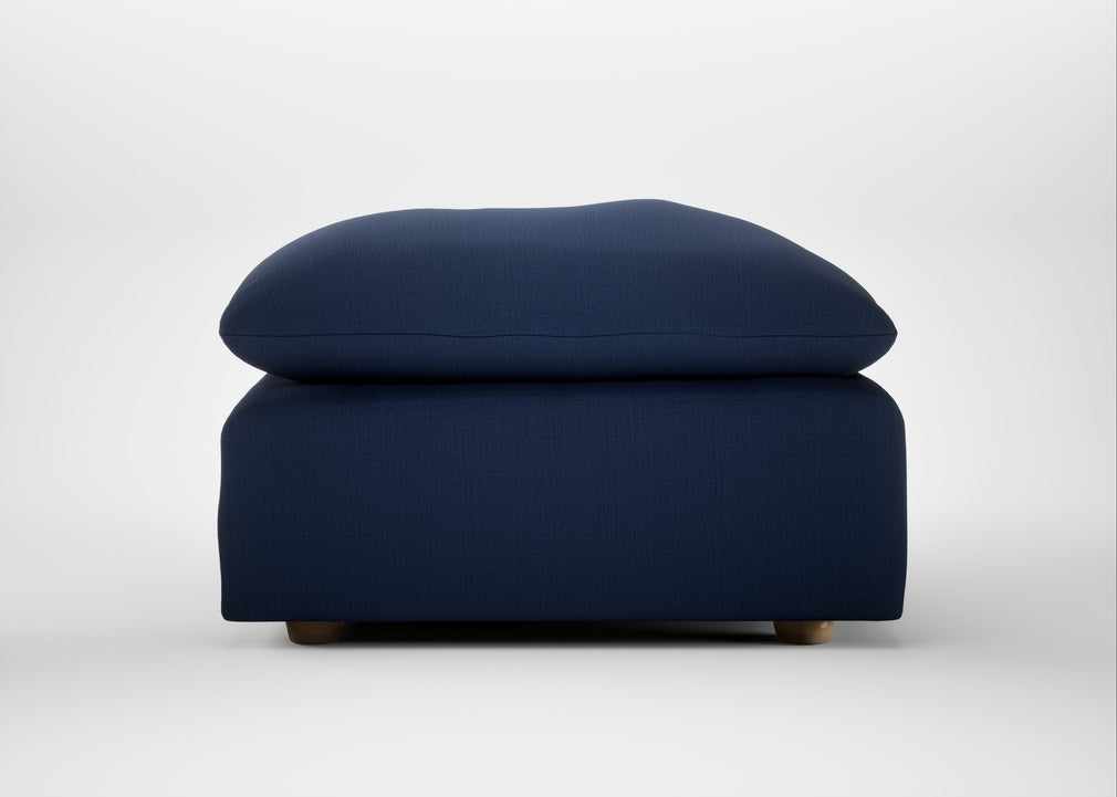 Astrid Ottoman Smart Cotton Linen Indigo / Natural Beech