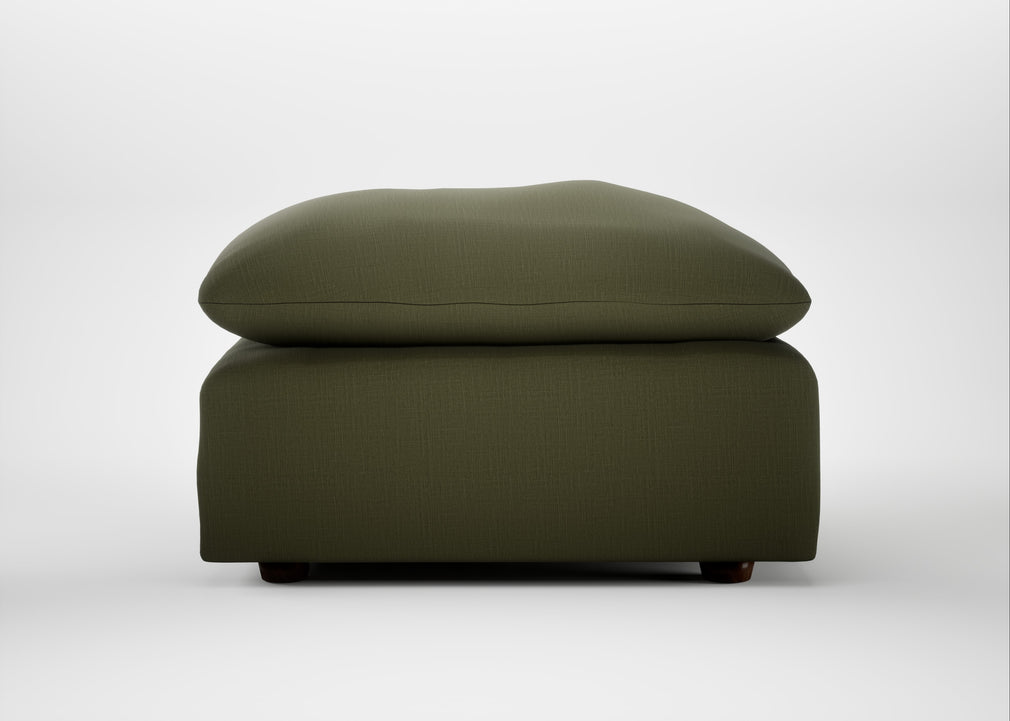 Astrid Ottoman Smart Cotton Linen Myrtle / Walnut Stained Beech