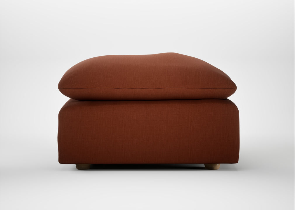Astrid Ottoman Smart Cotton Linen Rust / Natural Beech