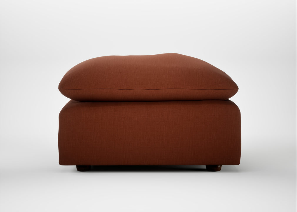 Astrid Ottoman Smart Cotton Linen Rust / Walnut Stained Beech