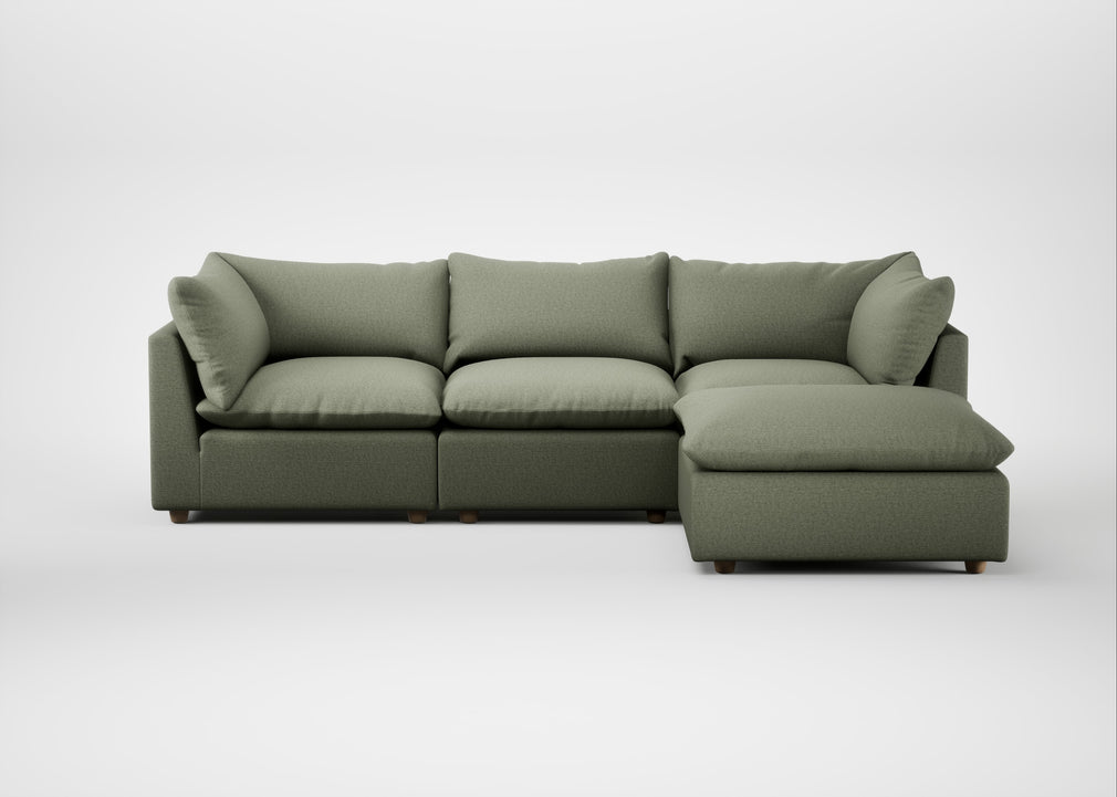 Astrid Right Hand Facing Corner Chaise Sofa Capelo Linen-Cotton Sage / Natural Beech